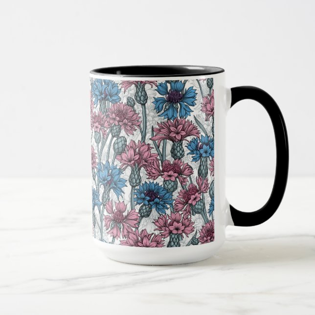 Mug Fleurs de maïs roses et bleues, fleurs sauvages su (Droite)