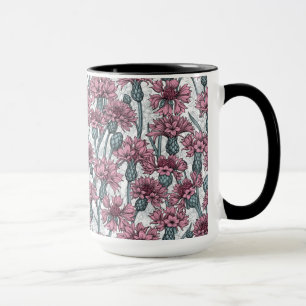 Mug Fleurs de maïs roses, fleurs sauvages sur blanc