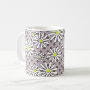 Mug Fleurs de marguerite blanche sur fond marron beige