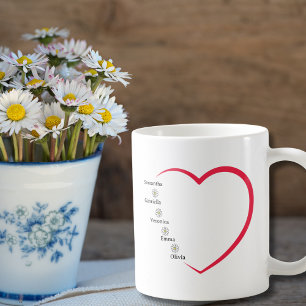 Mug Fleurs de marguerite du coeur rouge simple Personn