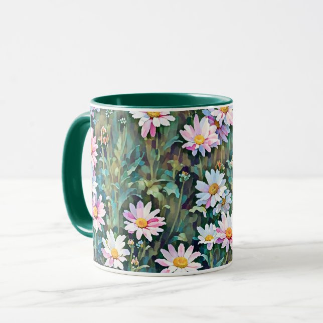 Mug Fleurs de marguerite rose Fleurs de jardin Faisées (Devant gauche)