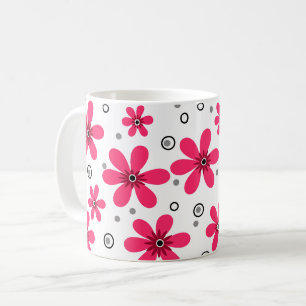 Mug Fleurs de marguerite rouges fond rétro été