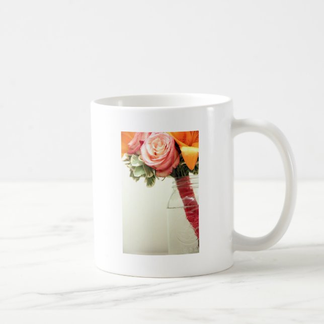 Mug fleurs de mariage rose orange personnaliser (Droite)