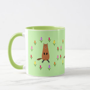 Mug Fleurs de marmotte et de tulipe mignonnes