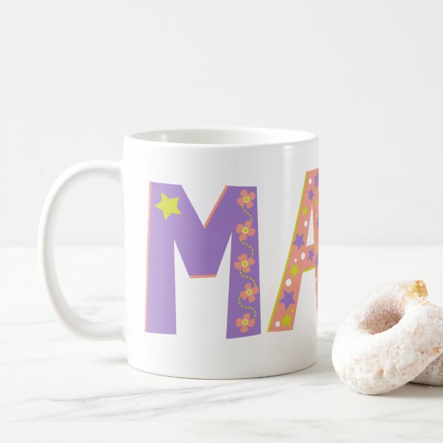 Mug fleurs de Maya décoratives et étoile (Avec donut)