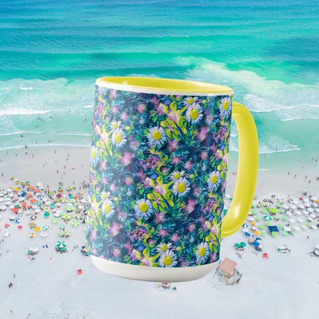 Mug Fleurs de nature numérique, bleu Daisy (Créateur téléchargé)