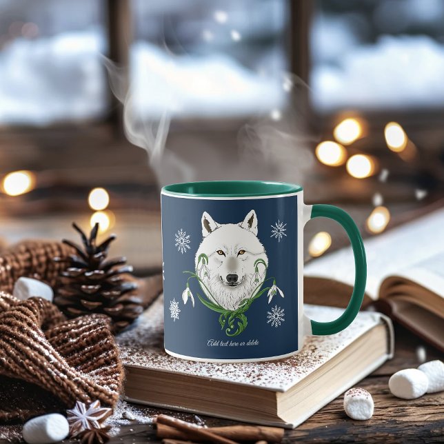 Mug Fleurs de neige du Loup arctique blanc (Créateur téléchargé)
