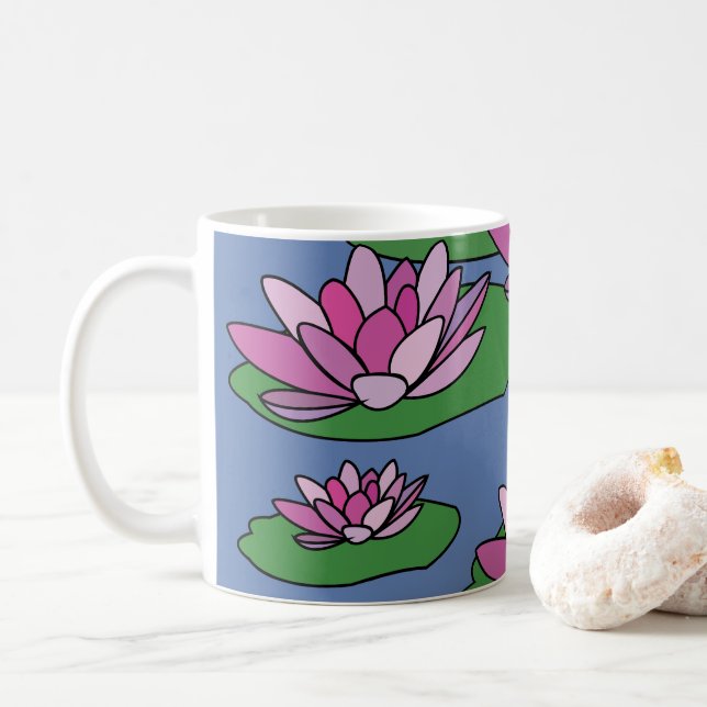 Mug Fleurs de Nénuphar (Avec donut)