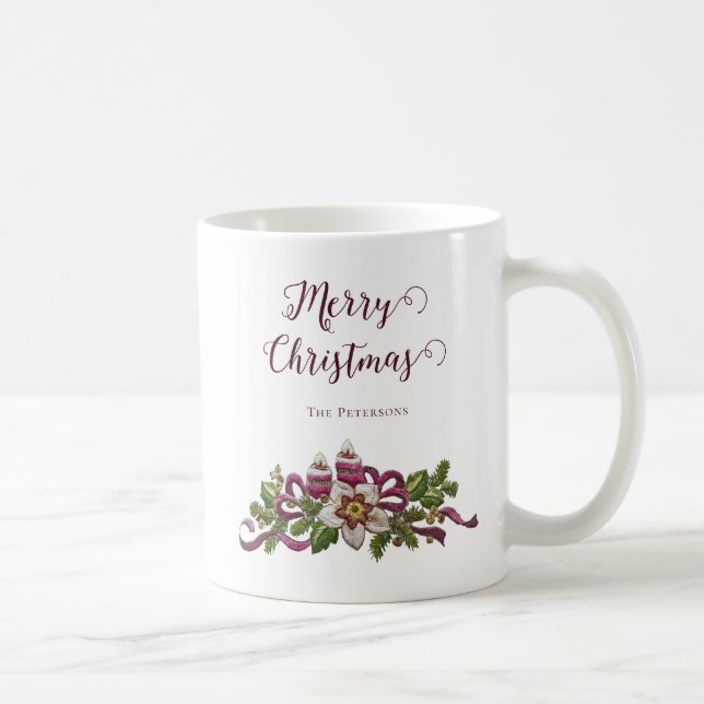 Mug Fleurs de Noël Joyeuses classiques Bougies Nom des (Droite)