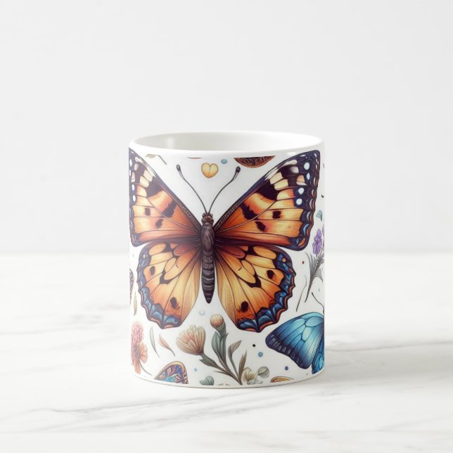 Mug fleurs de papillon motif nature art (Centre)