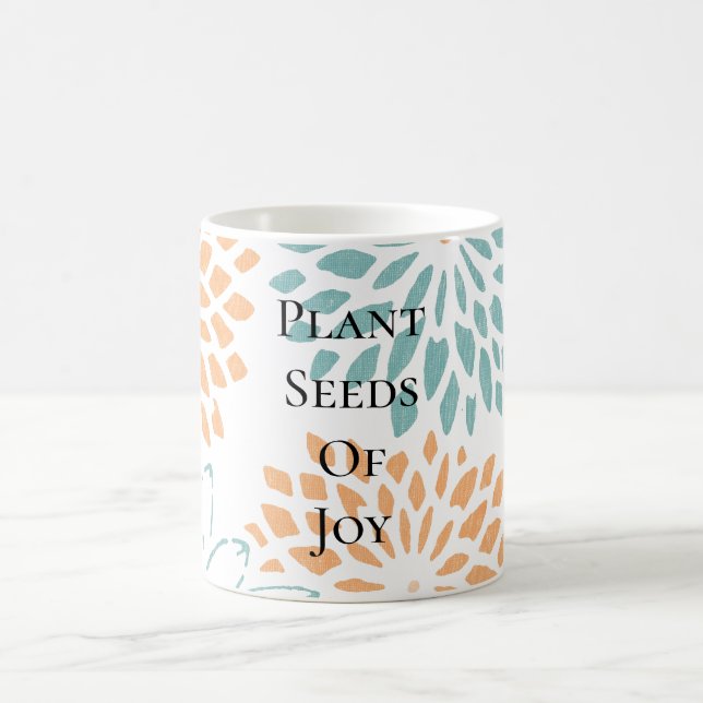 Mug Fleurs de Pêche Aqua Floral Joie Poème (Centre)