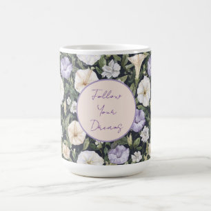 Mug Fleurs de pétunia crème lavande violette  