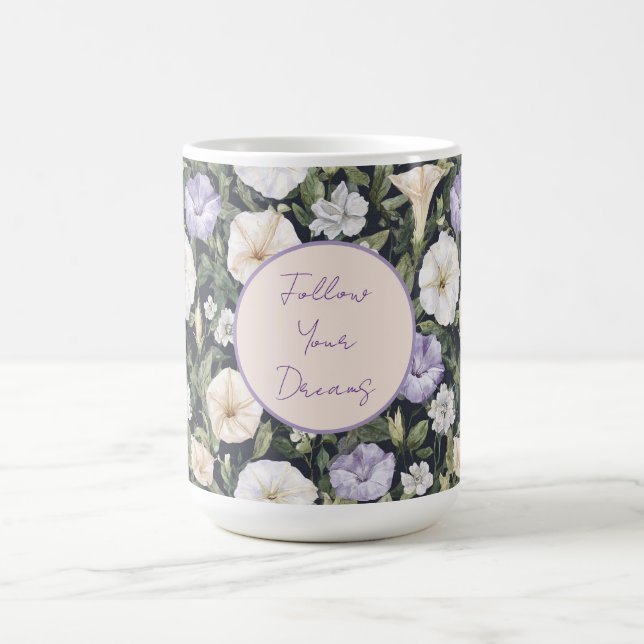 Mug Fleurs de pétunia crème lavande violette   (Centre)