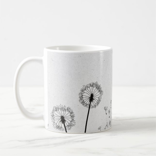 Mug Fleurs de pissenlits aigrettes spores gris (Gauche)