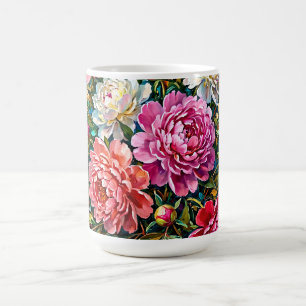 Mug Fleurs de pivoine peintes de couleur élégante