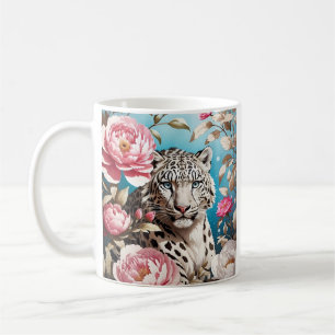 Mug Fleurs de pivoine roses du regard léopard des neig