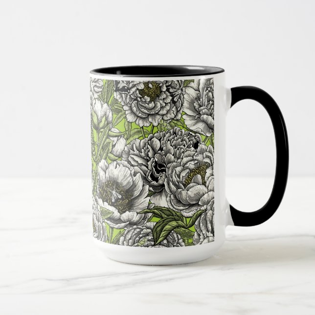 Mug Fleurs de pivoines blanches et moisissures (Droite)