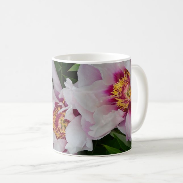 Mug Fleurs de pivoines roses et blanches (Devant droit)
