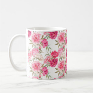 Mug Fleurs de pivoines roses sans couture motif