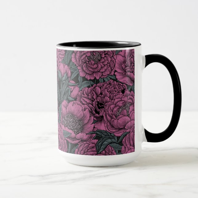 Mug Fleurs de pivoines violettes (Droite)