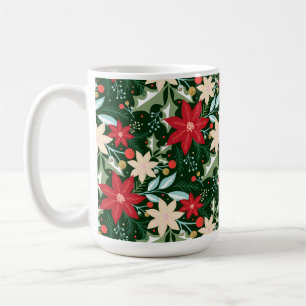 Mug Fleurs de Poinsettia Noël Feuille