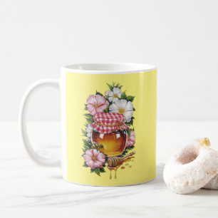 Mug Fleurs de pot de miel à l'aquarelle vintage nostal