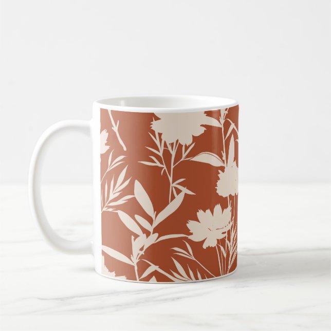 Mug Fleurs de prairie de silhouette rétro sans couture (Gauche)