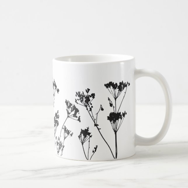 Mug Fleurs de prairie noir blanc moderne (Droite)