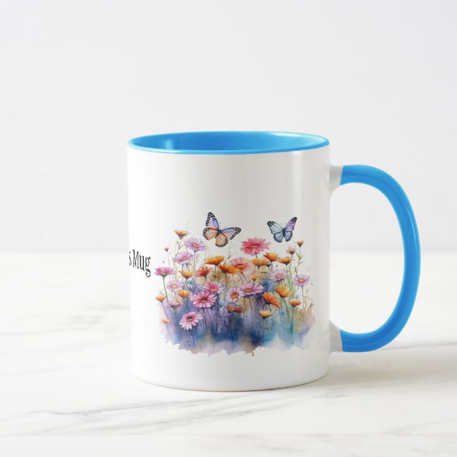 Mug Fleurs de prairie sauvage avec papillons nom modif (Droite)