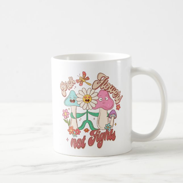 Mug Fleurs de prélèvement, pas combats | Champignons e (Droite)