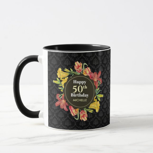 Mug Fleurs de printemps brillantes et vibrantes Wreath (Gauche)