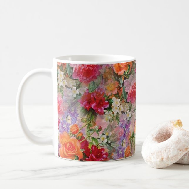 Mug Fleurs de printemps colorées (Avec donut)