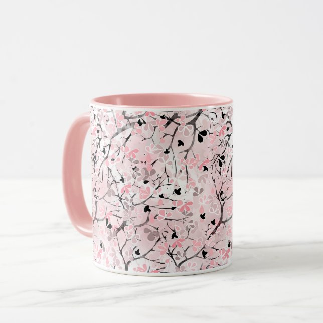 Mug Fleurs de printemps florales sans couture feuilles (Devant gauche)