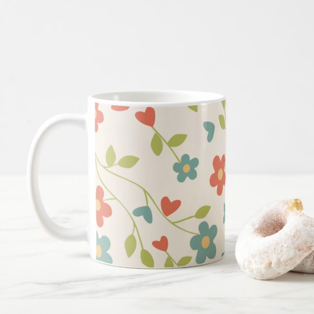 Mug Fleurs de printemps mignons - (Avec donut)