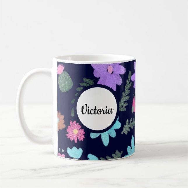 Mug Fleurs de printemps Nom de maman (Gauche)