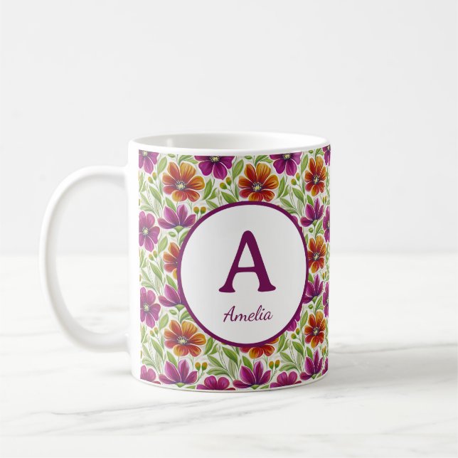 Mug Fleurs de printemps romantiques personnalisées (Gauche)
