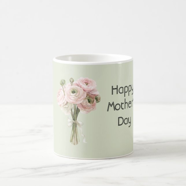 Mug Fleurs de Ranunculus Rose Menthe Bonjour Fête des  (Centre)