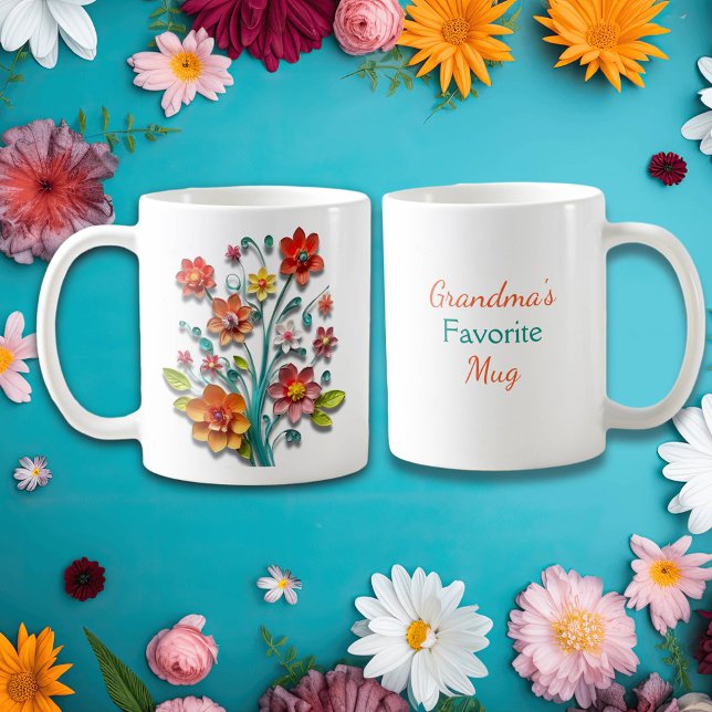 Mug Fleurs de recouvrement papier | Le favori de grand (Créateur téléchargé)