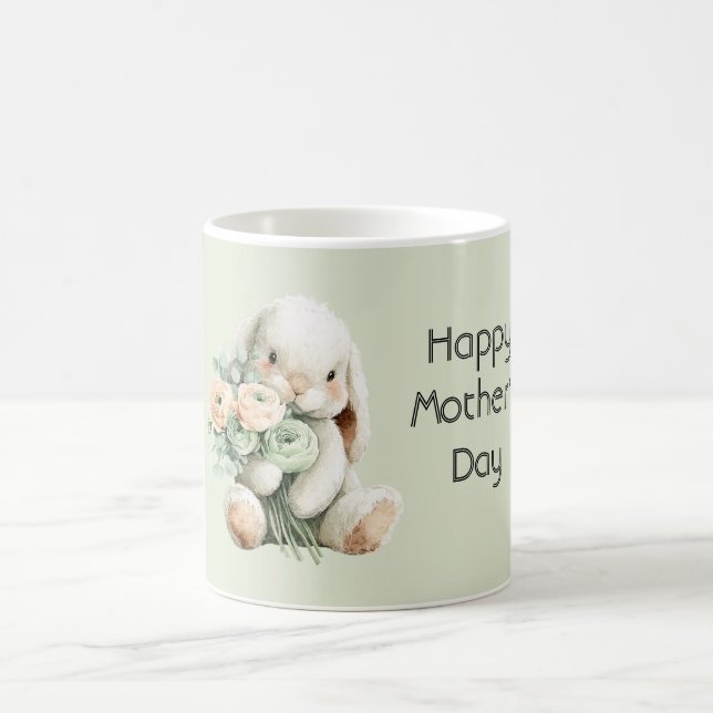 Mug Fleurs de renoncule de lapin Bonne fête des mères (Centre)