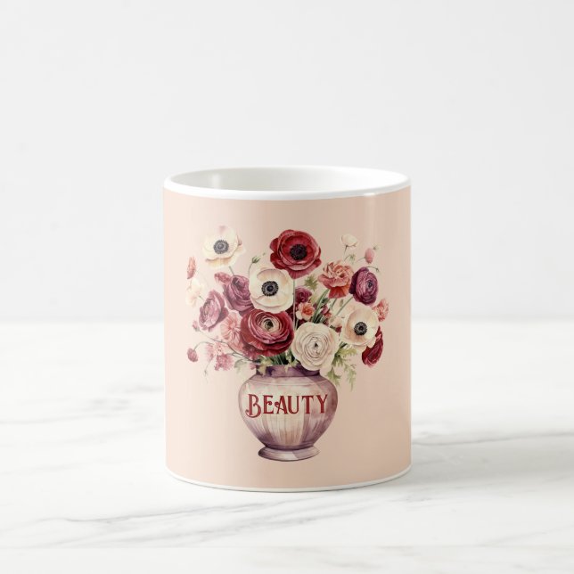Mug Fleurs de Renoncule Rouge Crème (Centre)