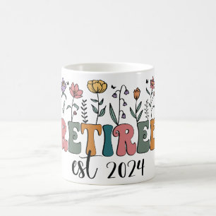 Mug Fleurs de retraite Retraitée Établi 2024 Fleurs sa