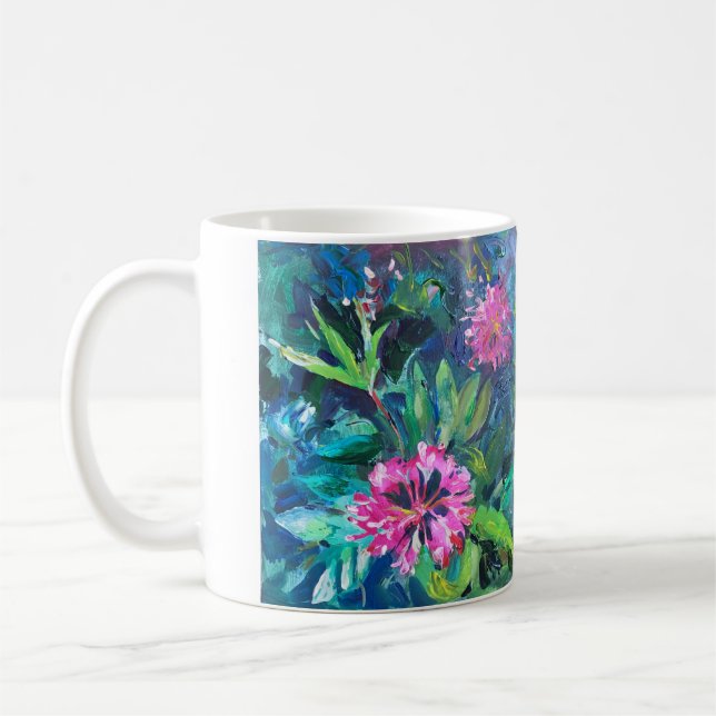 Mug fleurs de rhododendron, peinture impressionniste (Gauche)