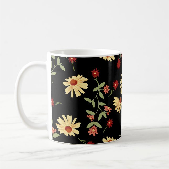 Mug Fleurs de soleil d'automne : Harmonie rouge-orange (Gauche)