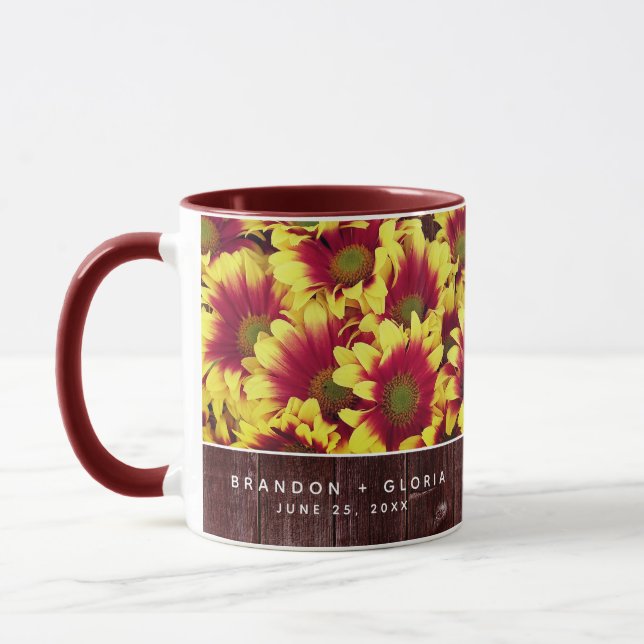 Mug Fleurs de soleil d'automne rustiques sur Mariage d (Gauche)