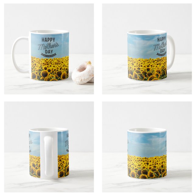 Mug Fleurs de soleil élégant élégant Meilleure maman j (Sunflowers Stylish Elegant Best Mom Ever Floral mugs)