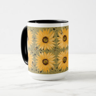 Mug Fleurs de soleil et abeilles