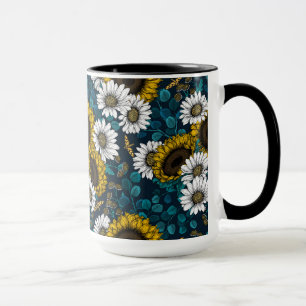 Mug Fleurs de soleil et marguerites, jardin d'été 2