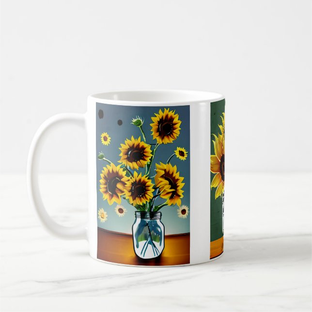 Mug Fleurs de soleil générées par Ai dans les vases (Gauche)