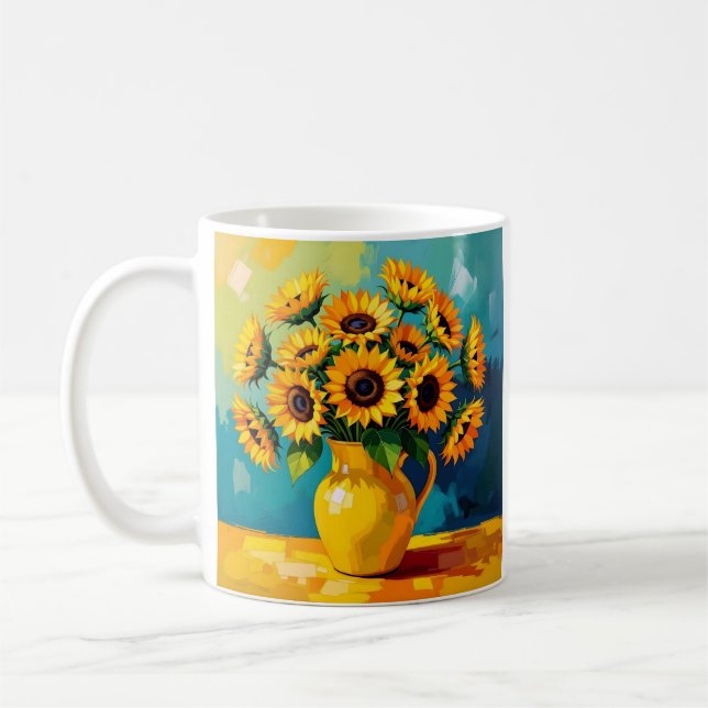 Mug Fleurs de soleil jaunes personnalisées (Gauche)
