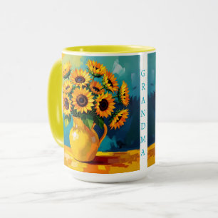 Mug Fleurs de soleil jaunes personnalisées